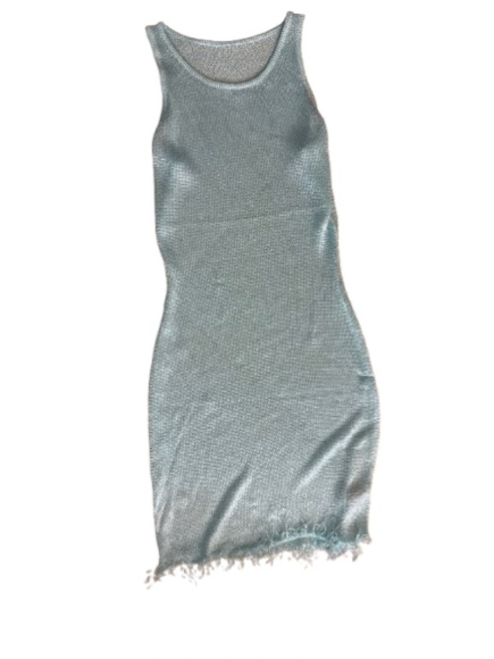 EGO Silver-Blue Sheer Knit Mini Dress